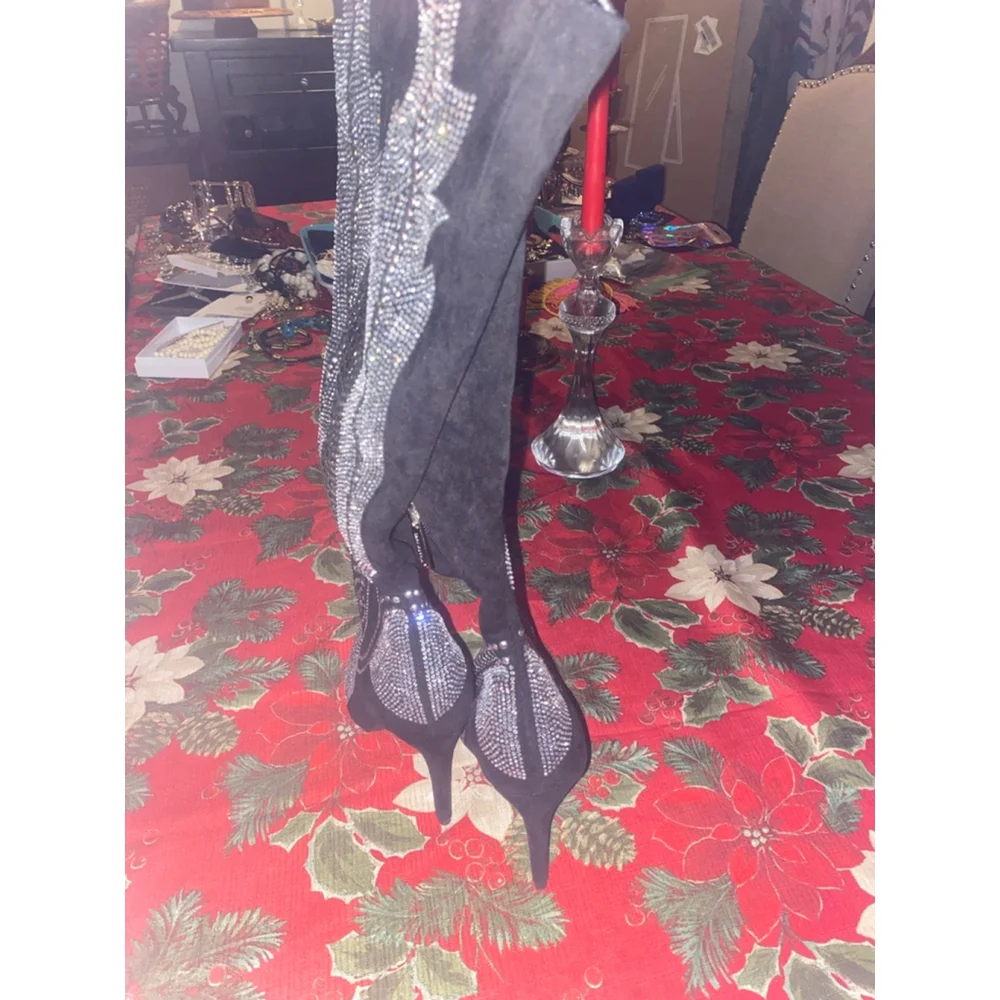 Women's Cape Robbins Black Rhinestone Boots Size 7
